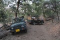 Tourist Safari jeeps in Ranthambhore forest reserve park