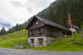 Tourist shelter. Wooden historic Swiss house. Alps. Switzerland