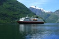 Tourist ship in Geiranger fjord Royalty Free Stock Photo
