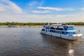 Tourist ship sailing on Dnieper river in Kiev Royalty Free Stock Photo