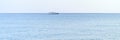 Tourist ship transports people to the sea. view from under the umbrella. banner.