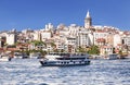 Tourist ships near Galata Bridge in Istanbul,