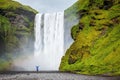 The tourist shocked beauty waterfall