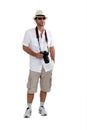 Tourist in shorts with camera Royalty Free Stock Photo