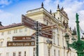 Tourist sign in front of the Archbishop Palace in Prague Royalty Free Stock Photo