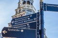 Tourist sign in front of the town hall in Franeker Royalty Free Stock Photo