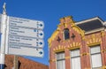 Tourist sign in the historical center of Leeuwarden
