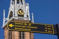 Tourist sign near the Jozef cathedral in Groningen Royalty Free Stock Photo