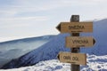 Tourist signpost in Krkonose Mountains
