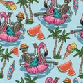 Tourist skeleton pattern seamless colorful