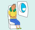 Tourist sleep and dreaming in airplane chair