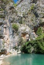 Tourist sliding on a zip line in the canyon of Harmony, near the town of Goynuk and Antalya