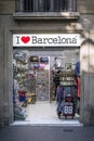 tourist souvenir shop exterior in ramblas downtown area barcelona spain