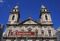 Tourist spot indicative plate, Candelaria Church in downtown Rio de Janeiro