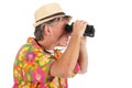 Tourist with spyglasses Royalty Free Stock Photo