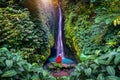 Tourist standing at Leke Leke waterfall in Bali, Indonesia Royalty Free Stock Photo