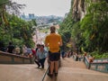 Tourist Standing in the middle of Stairs in Batu Caves, Malaysia