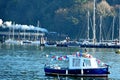 Dartmouth England. Steam train entering Kingswear. Making white smoke