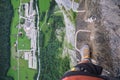 Summer activity at Murren-Gimmelwald via ferrata (klettersteig), Switzerland. Royalty Free Stock Photo