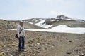 Hiker on the way to the peak Veleta in the Sierra Nevada Royalty Free Stock Photo