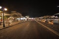 Tourist street at night in Parikia on the island of Paros, Cyclades