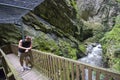 Tourist at Swiss gorges