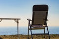 Tourist table and chair on coast