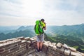 Tourist taken pictures of Great Wall of China