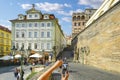 A tourist takes a photo of the steps leading to the Prague Castle Complex in the Czech Republic Royalty Free Stock Photo