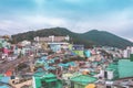 Tourist are taking photo with the art work decoration in the street of Gamcheon Culture Village, Busan Royalty Free Stock Photo