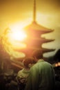 Tourist taking a photograph at yasaka shrine pagoda ,yasaka shrine is one of most popular traveling destination in kyoto japan