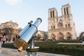 Tourist telescope mounted near Notre Dame in Paris