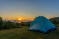Tourist tent in camp among meadow Royalty Free Stock Photo