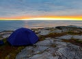 Tourist tent on the coast of Barents Sea