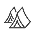 Tourist tent line icon. Shelter linear style sign for mobile concept and web design. Camp tent open outline vector icon