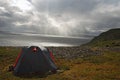 Tourist tent in storm