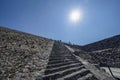 Tourist at Teotihuacan pyramid mexico