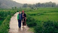 Tourist and Thai tribe woman in Sapa Valley