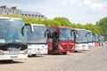 Tourist tour bus parking Versailles palace Paris France