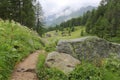 Tourist trail between Crampiolo and Catone, Alpe Devero, Lepontine Alps, Ossola, Piedmont, Italy Royalty Free Stock Photo