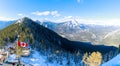 Tourist trails with Canada flag at Sulphur Mountains, Banff national park Royalty Free Stock Photo