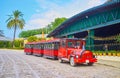 The tourist train at Real Bodega de la Concha of Tio Pepe winery, Jerez, Spain