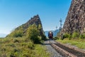 Tourist train rides on the Circum-Baikal Railway Royalty Free Stock Photo