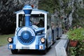 Tourist train in the Serrai di sottoguda canyon, Veneto, Italy. Royalty Free Stock Photo