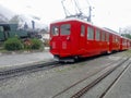 Tourist train to Montenvers to visit the Ice Cave on the Sea of Ice Glacier Royalty Free Stock Photo