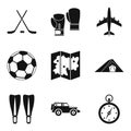 Tourist transport icons set, simple style