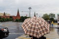 A tourist traveling around Russia and exploring Moscow