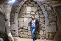 Tourist traveling in mountains cappadocia