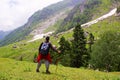 Tourist trekking at Mulling, 3200 meters. Himachal Pradesh