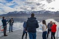 Tourist at trip at ushuaia lighthouse